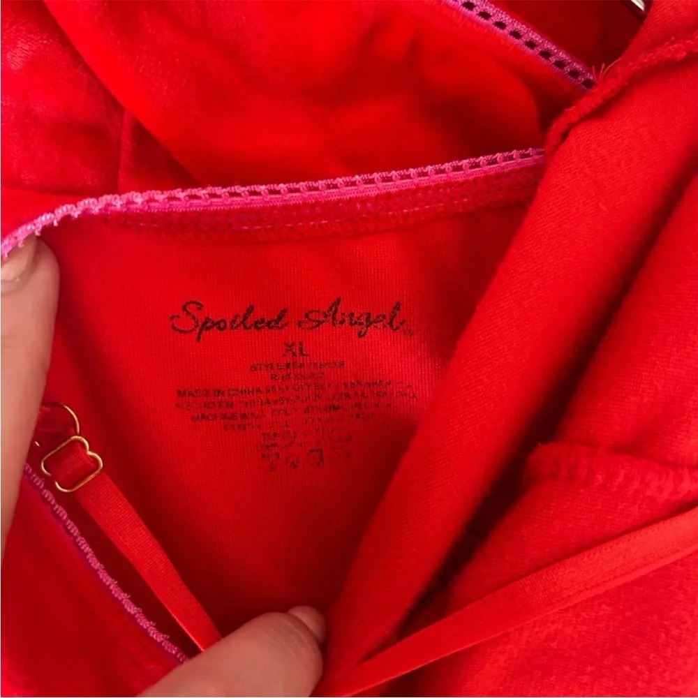 Spoiled Angel XL Red Velvet Like 2 Piece Women's Pajama Set